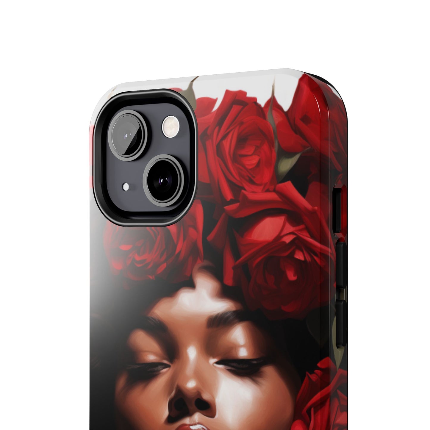 Beautiful Black Woman With Red Flowers Tough Phone Case