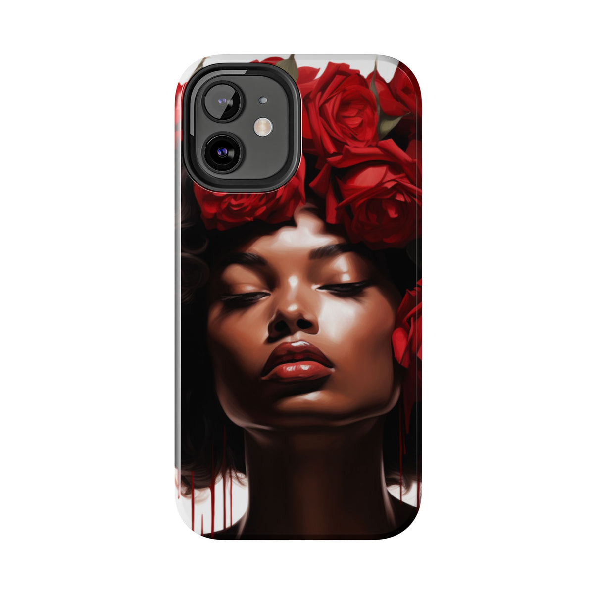 Beautiful Black Woman With Red Flowers Tough Phone Case