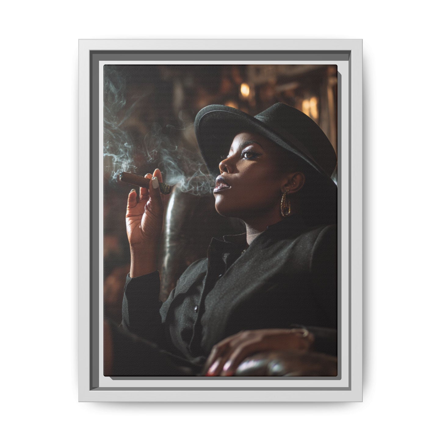 Classy Cigar Chic Canvas With Black Frame