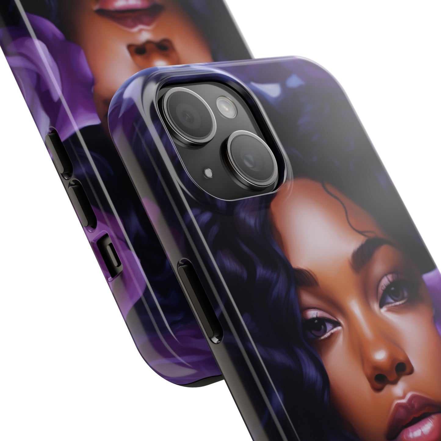 Beautiful Black Woman With Purple Flowers Tough Phone Case
