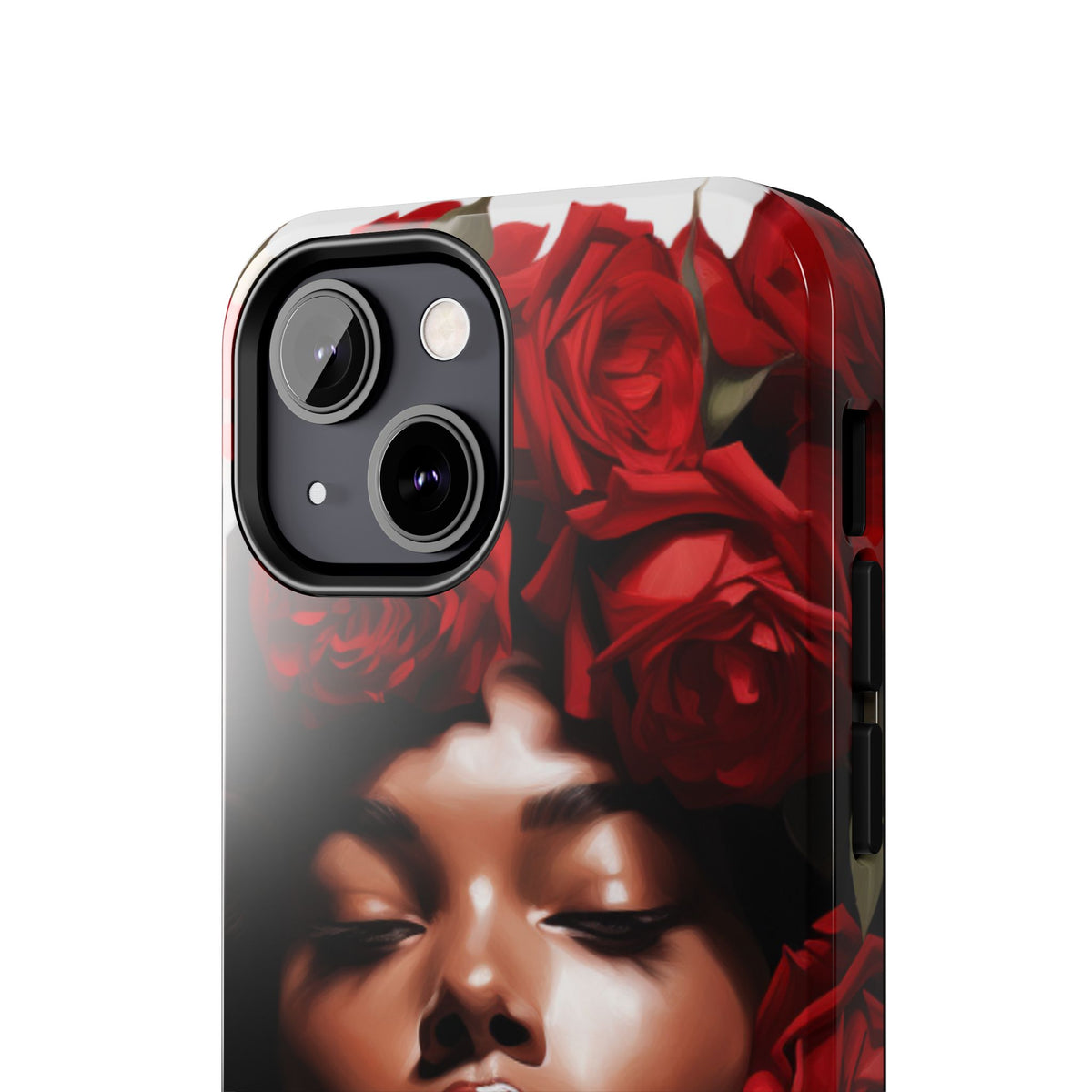 Beautiful Black Woman With Red Flowers Tough Phone Case