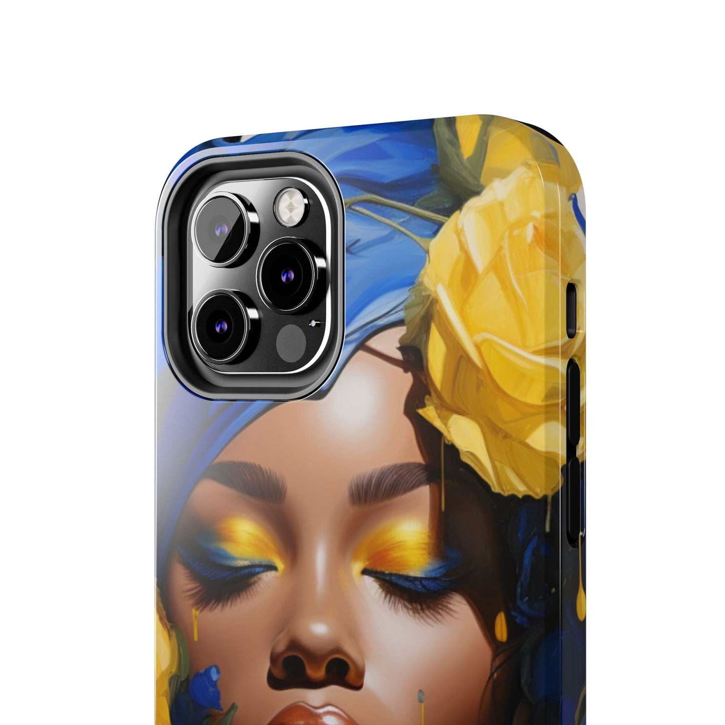 Stunning in Blue and Gold Beautiful Black Woman Tough Phone Case