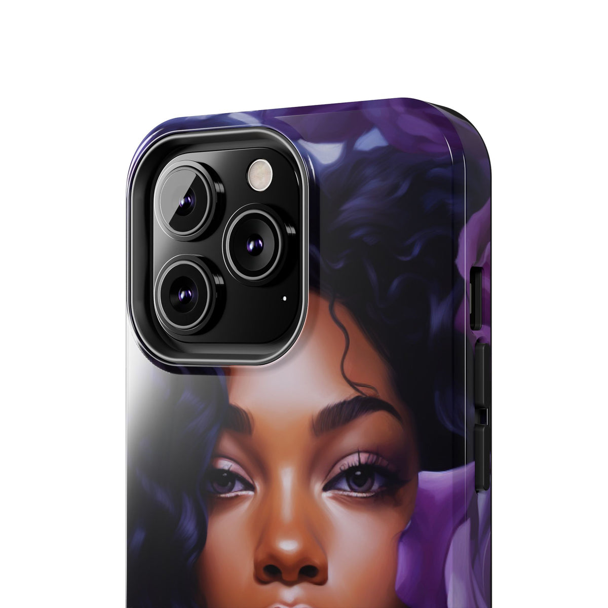 Beautiful Black Woman With Purple Flowers Tough Phone Case