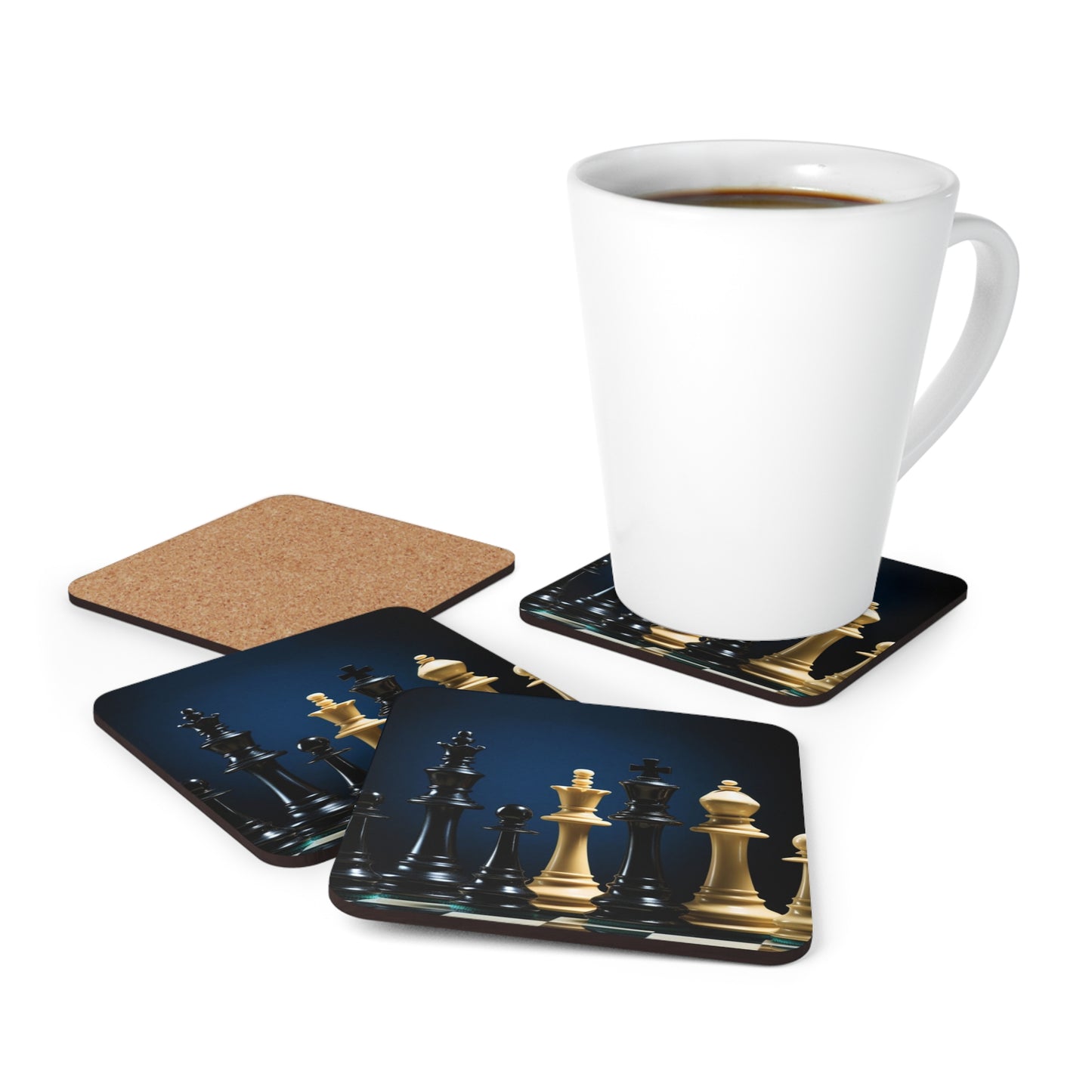 Chess Corkwood Coaster Set of 4