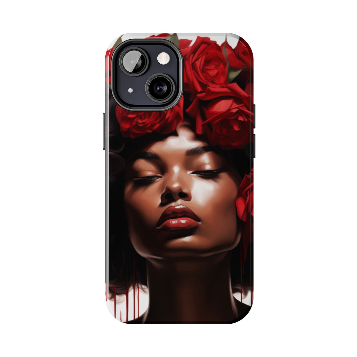 Beautiful Black Woman With Red Flowers Tough Phone Case