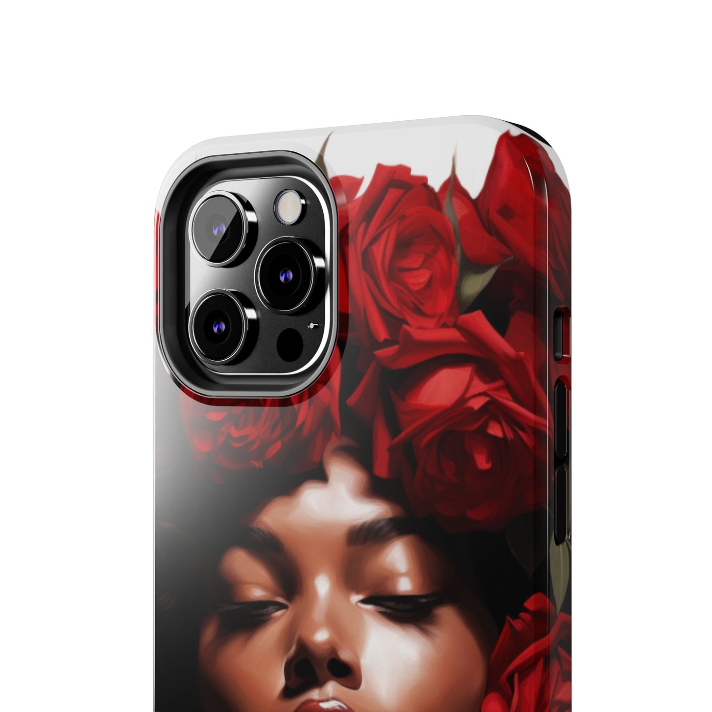Beautiful Black Woman With Red Flowers Tough Phone Case