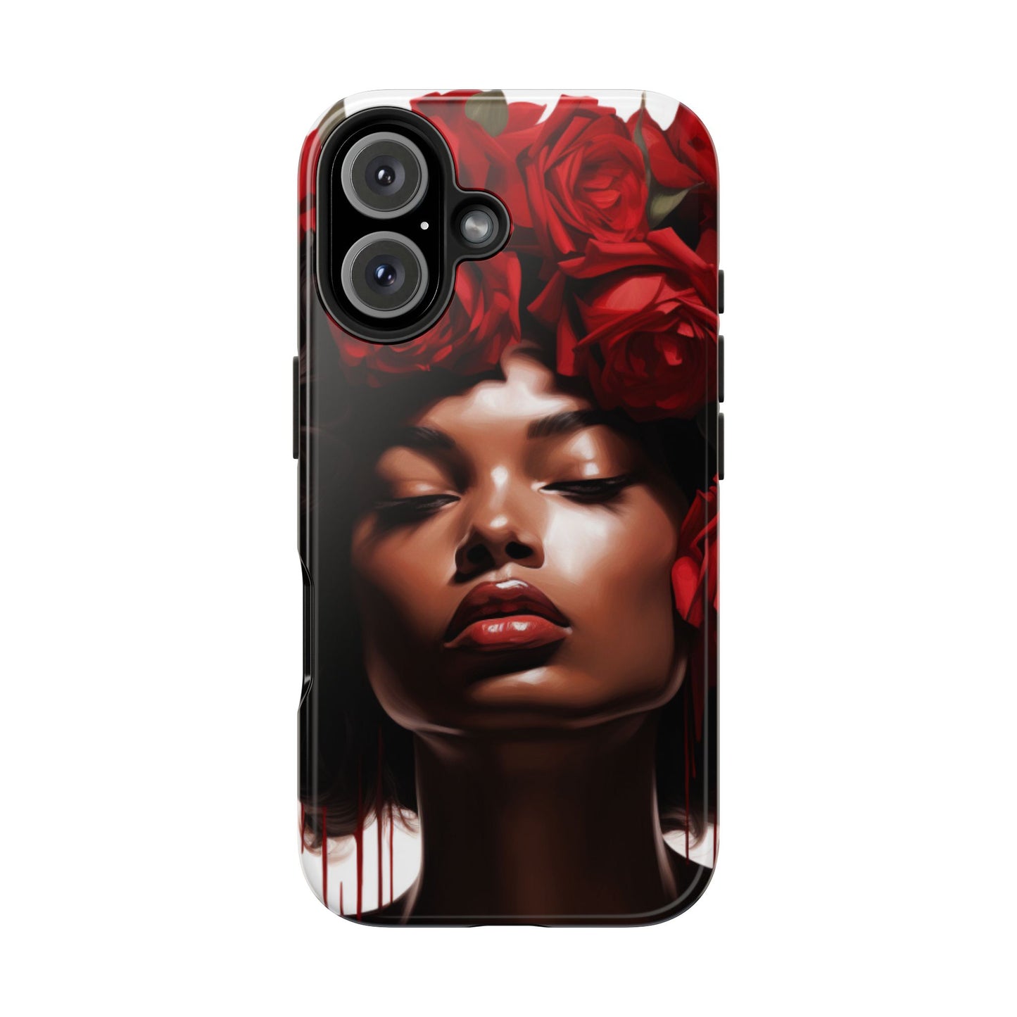 Beautiful Black Woman With Red Flowers Tough Phone Case