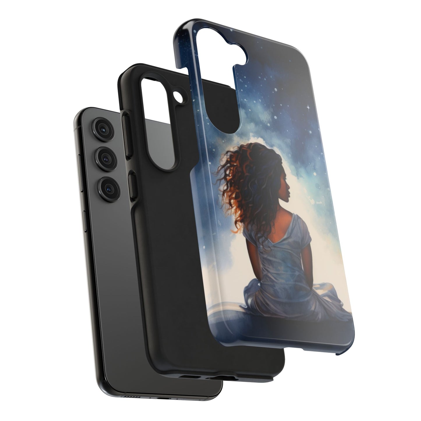 Beautiful Black Woman and Starry Night Tough Phone Case