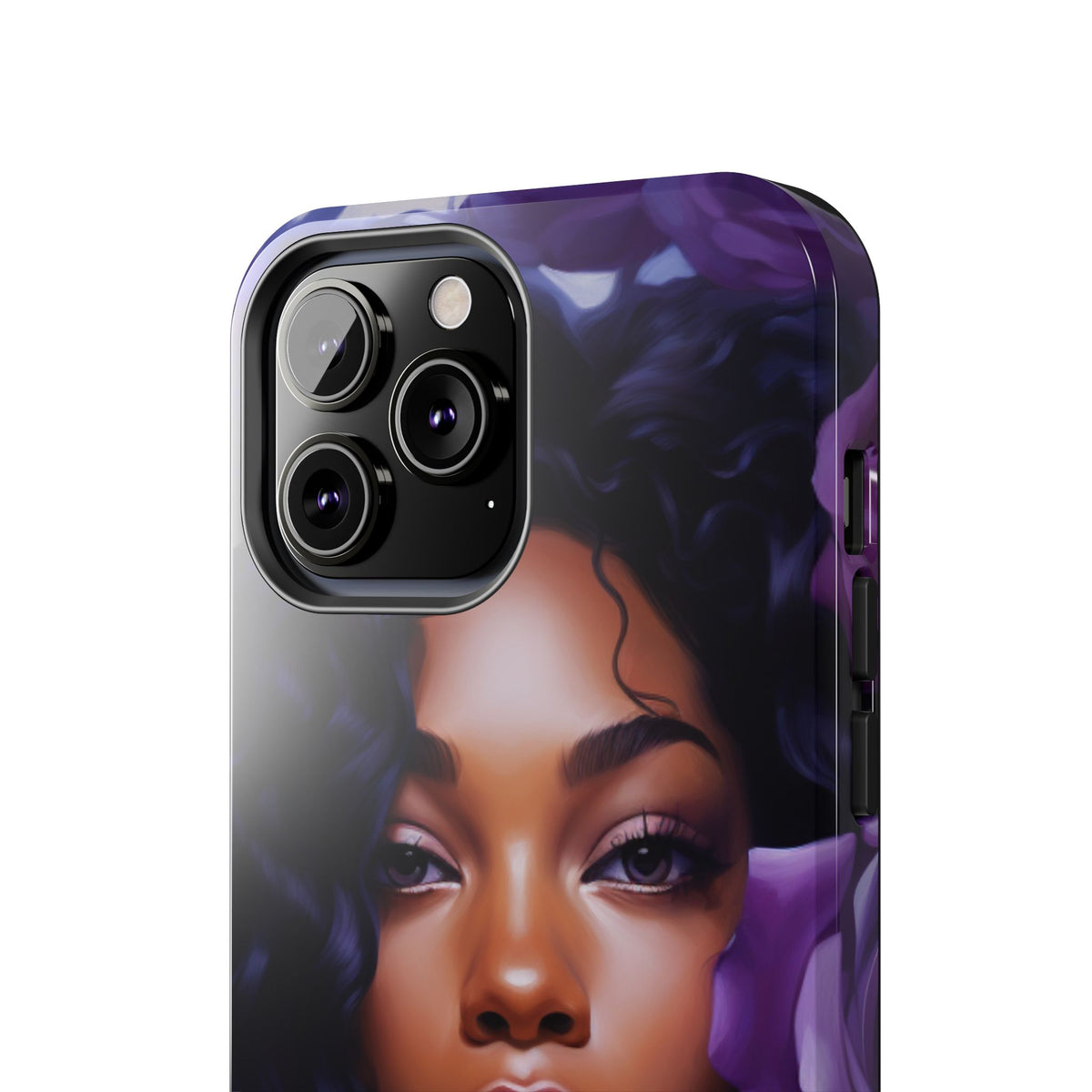 Beautiful Black Woman With Purple Flowers Tough Phone Case