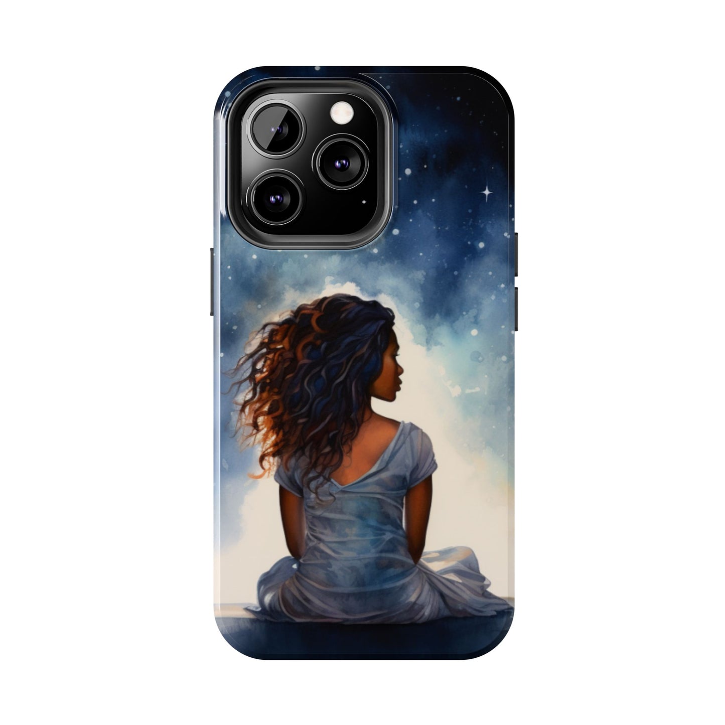 Beautiful Black Woman and Starry Night Tough Phone Case
