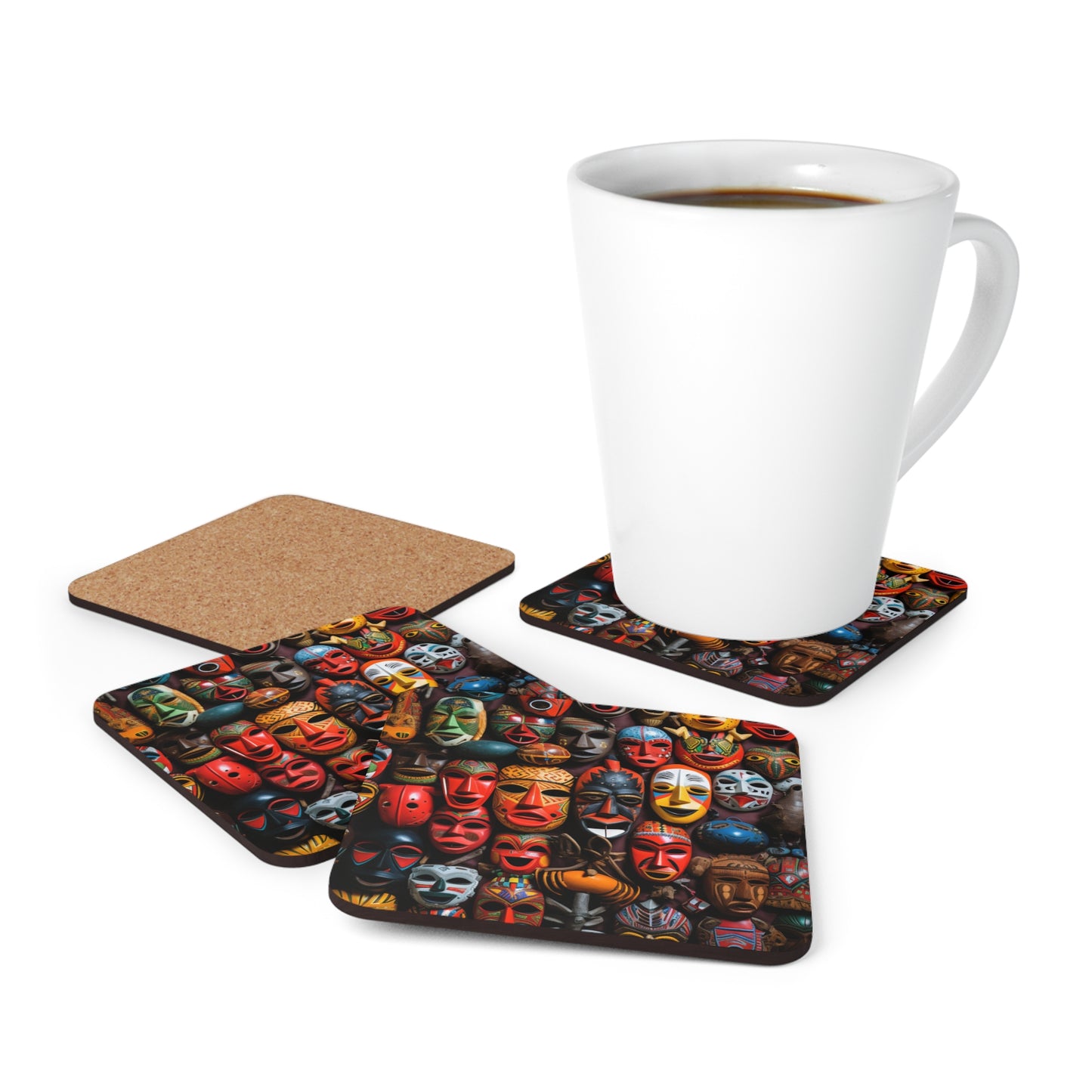 Afrocentric Inspired Masks - Corkwood Coaster Set