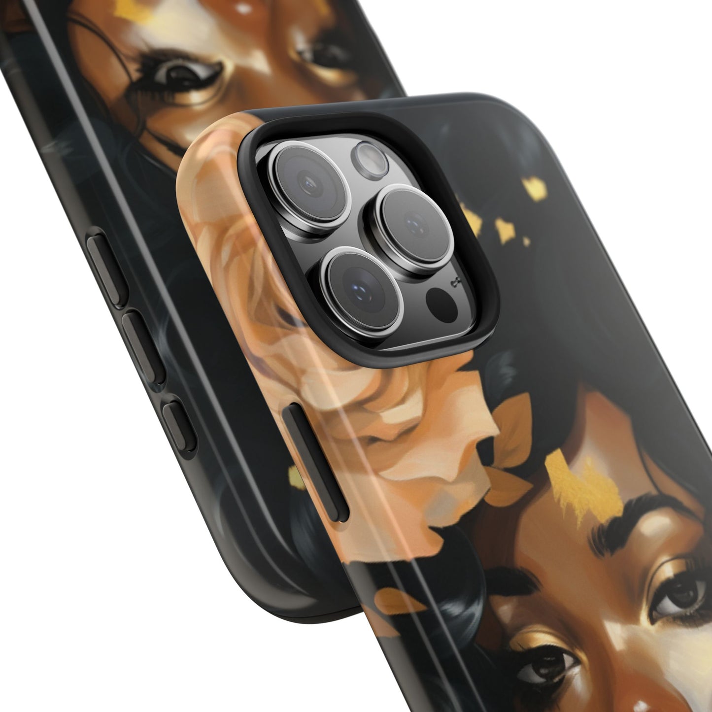 Beautiful Black Woman With Gold Flowers Tough Phone Case