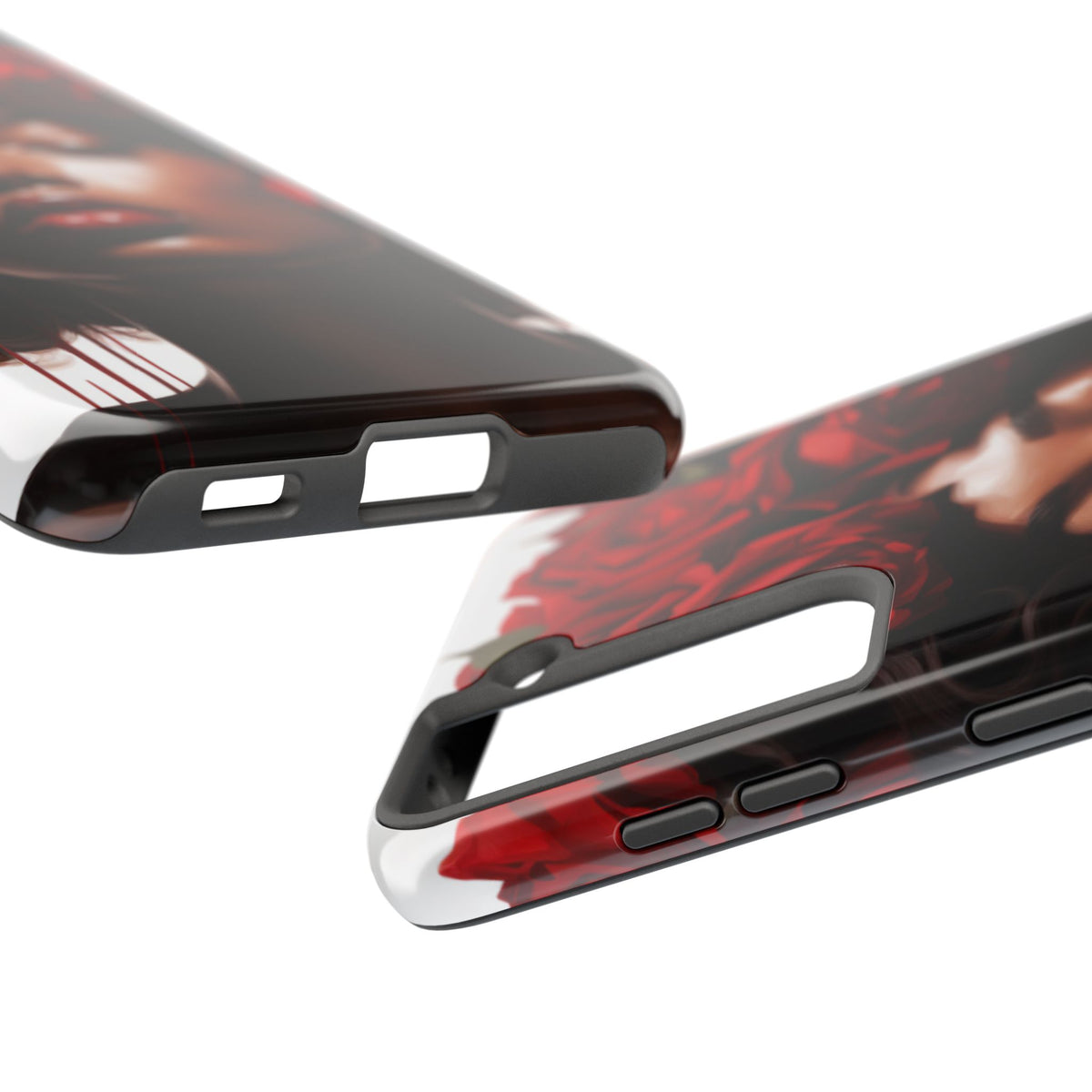 Beautiful Black Woman With Red Flowers Tough Phone Case