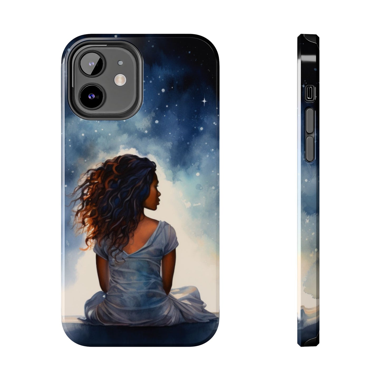 Beautiful Black Woman and Starry Night Tough Phone Case
