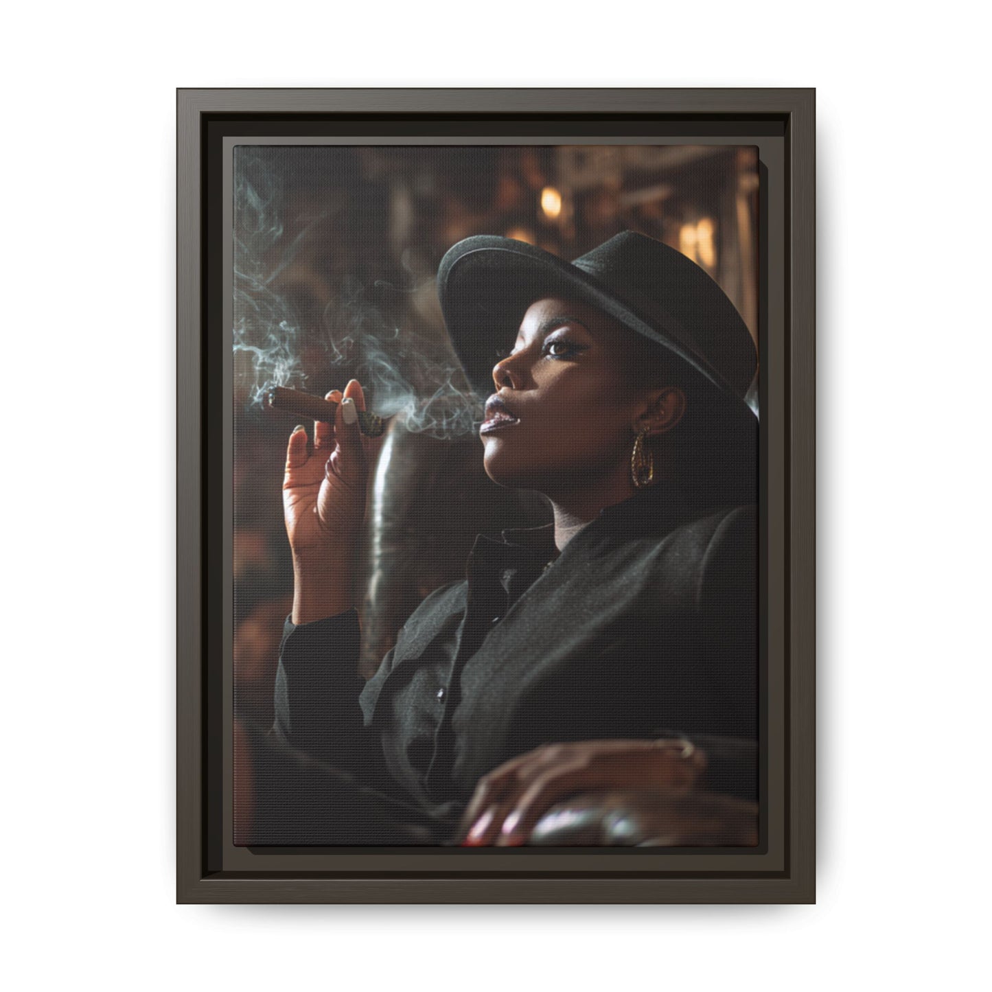 Classy Cigar Chic Canvas With Black Frame