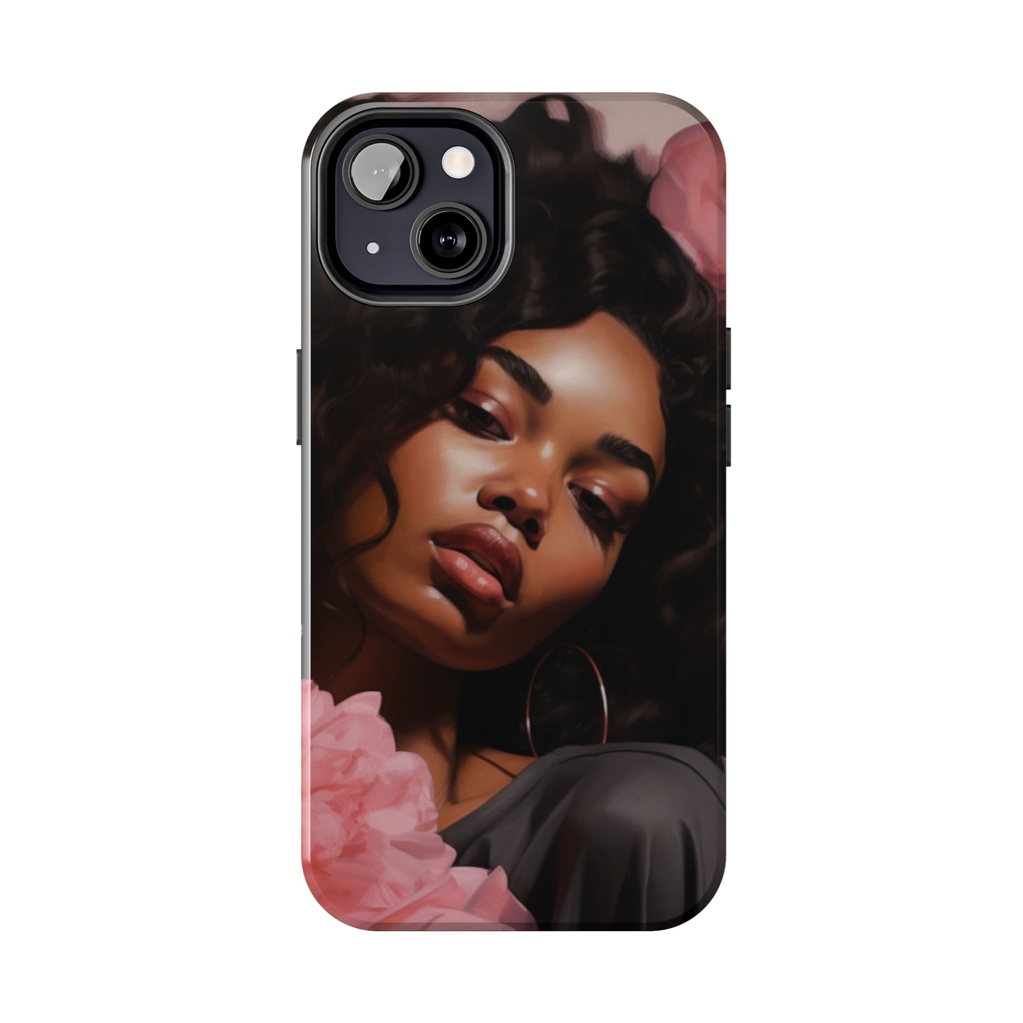 Beautiful Black Woman With Pink Flowers Tough Case For iPhone  - #3