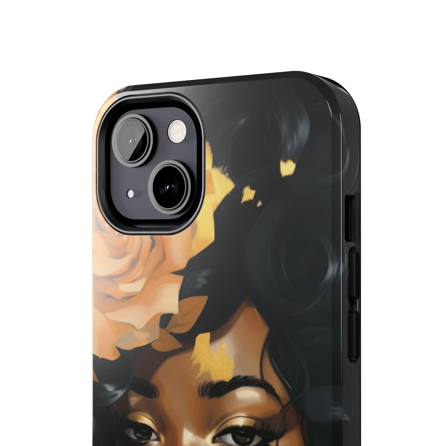Beautiful Black Woman With Gold Flowers Tough Phone Case