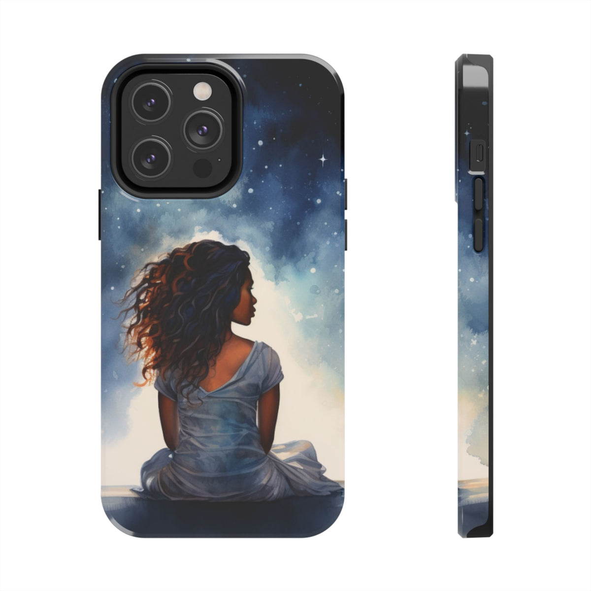 Beautiful Black Woman and Starry Night Tough Phone Case