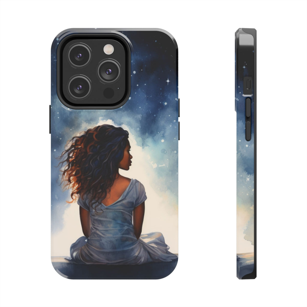 Beautiful Black Woman and Starry Night Tough Phone Case