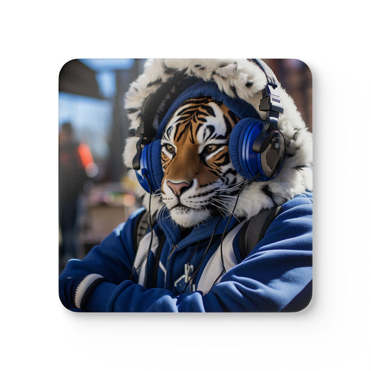 Chilling Tiger Corkwood Coaster Set