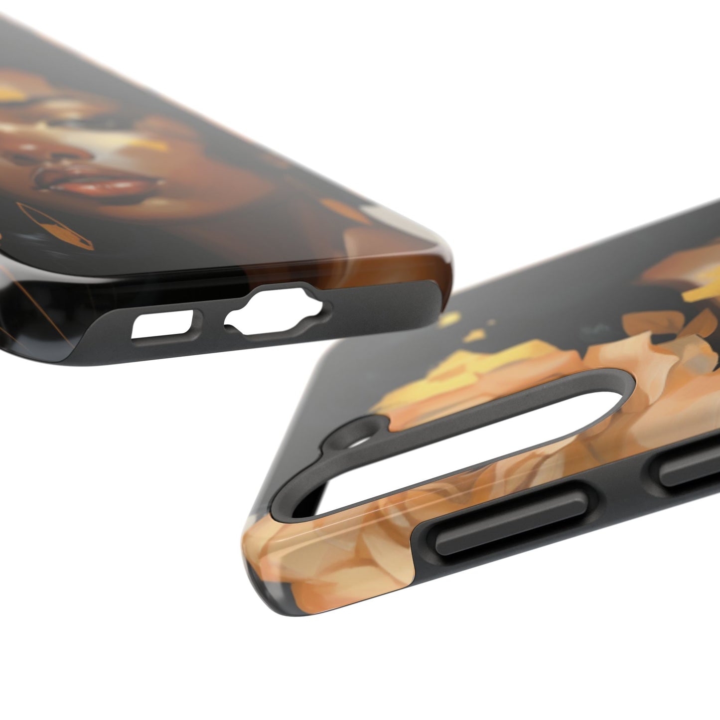 Beautiful Black Woman With Gold Flowers Tough Phone Case