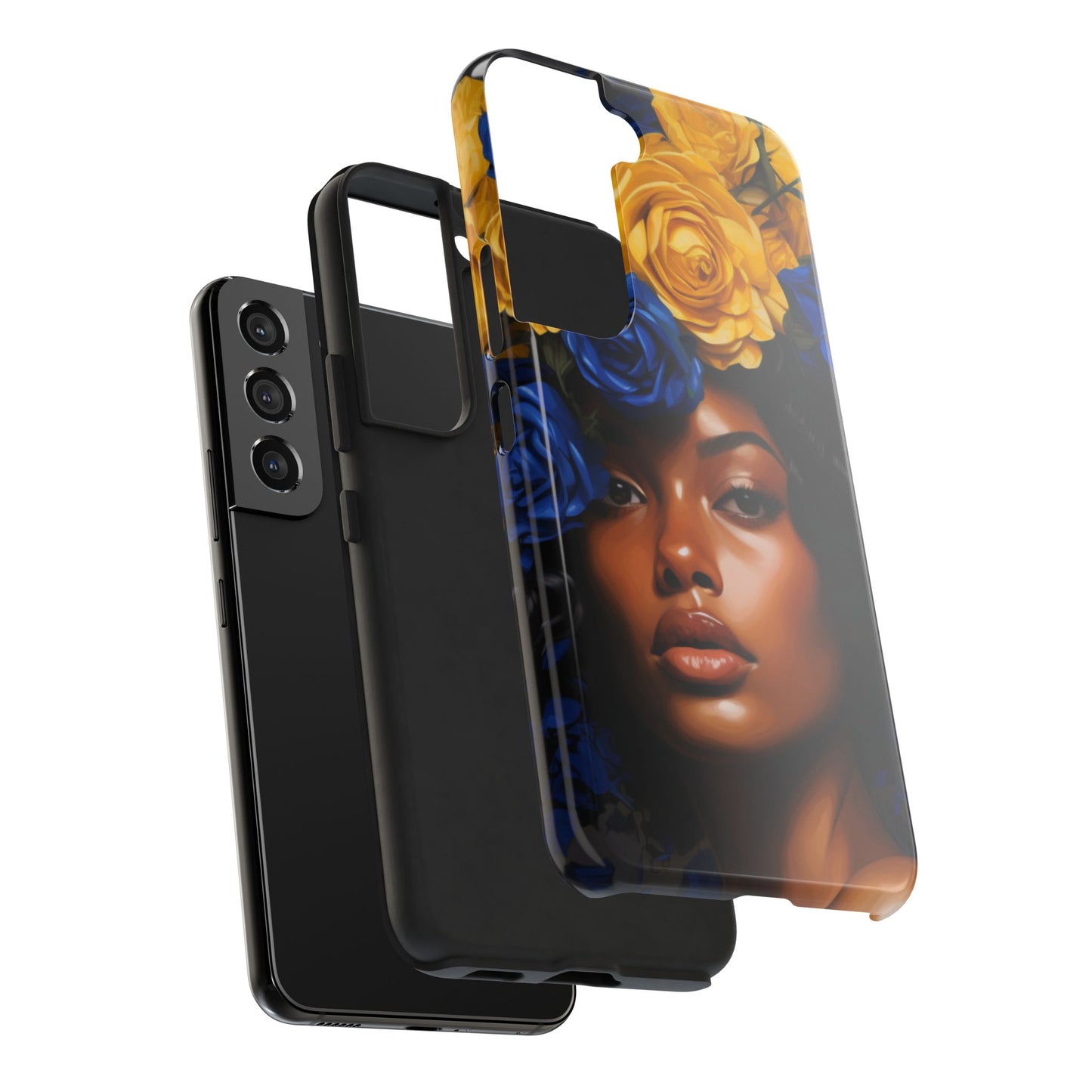 Stunning in Blue and Gold Beautiful Black Woman Tough Phone Case