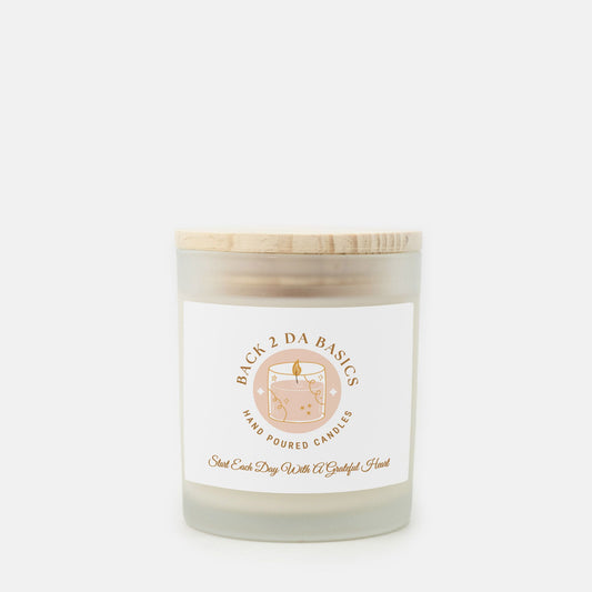 Grateful Heart Candle Frosted Glass (Hand Poured 11 oz)