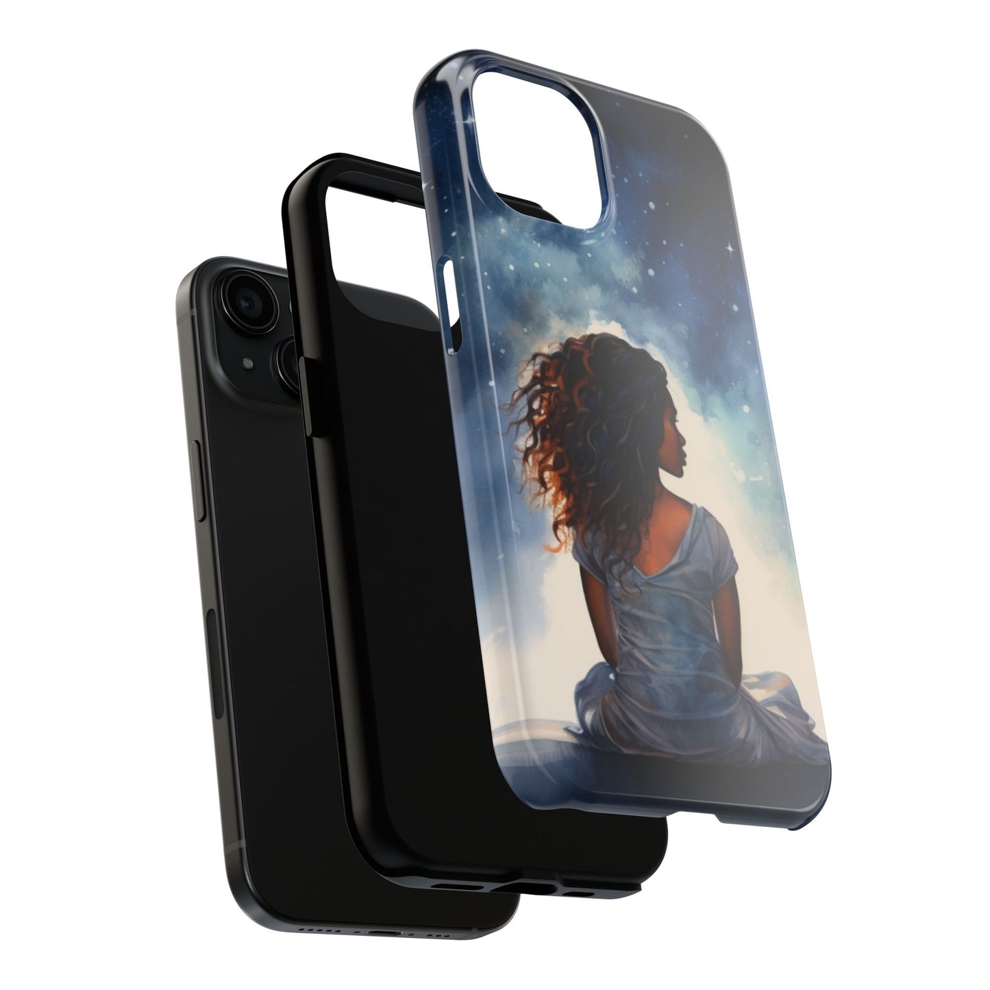 Beautiful Black Woman and Starry Night Tough Phone Case