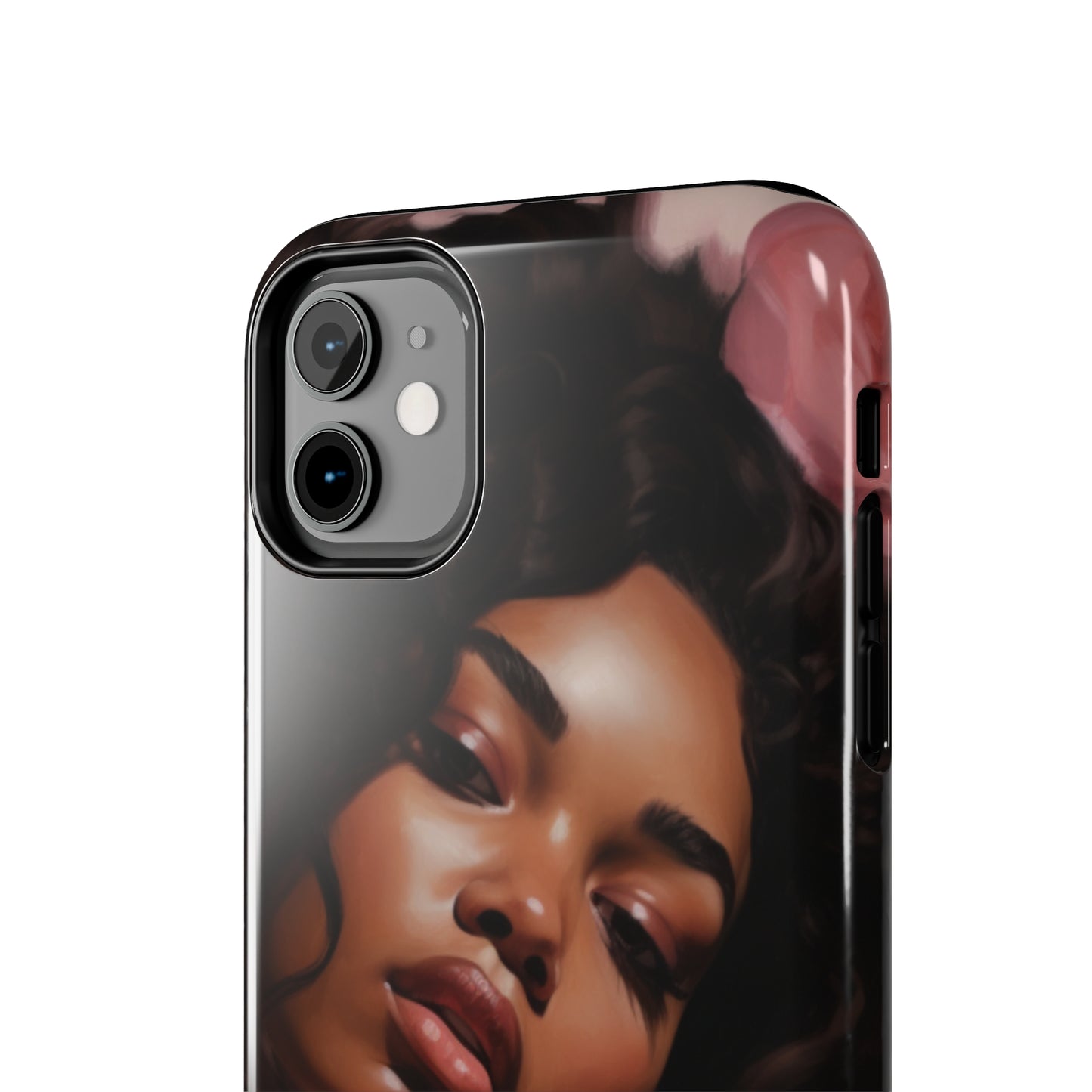 Beautiful Black Woman With Pink Flowers Tough Case For iPhone  - #3