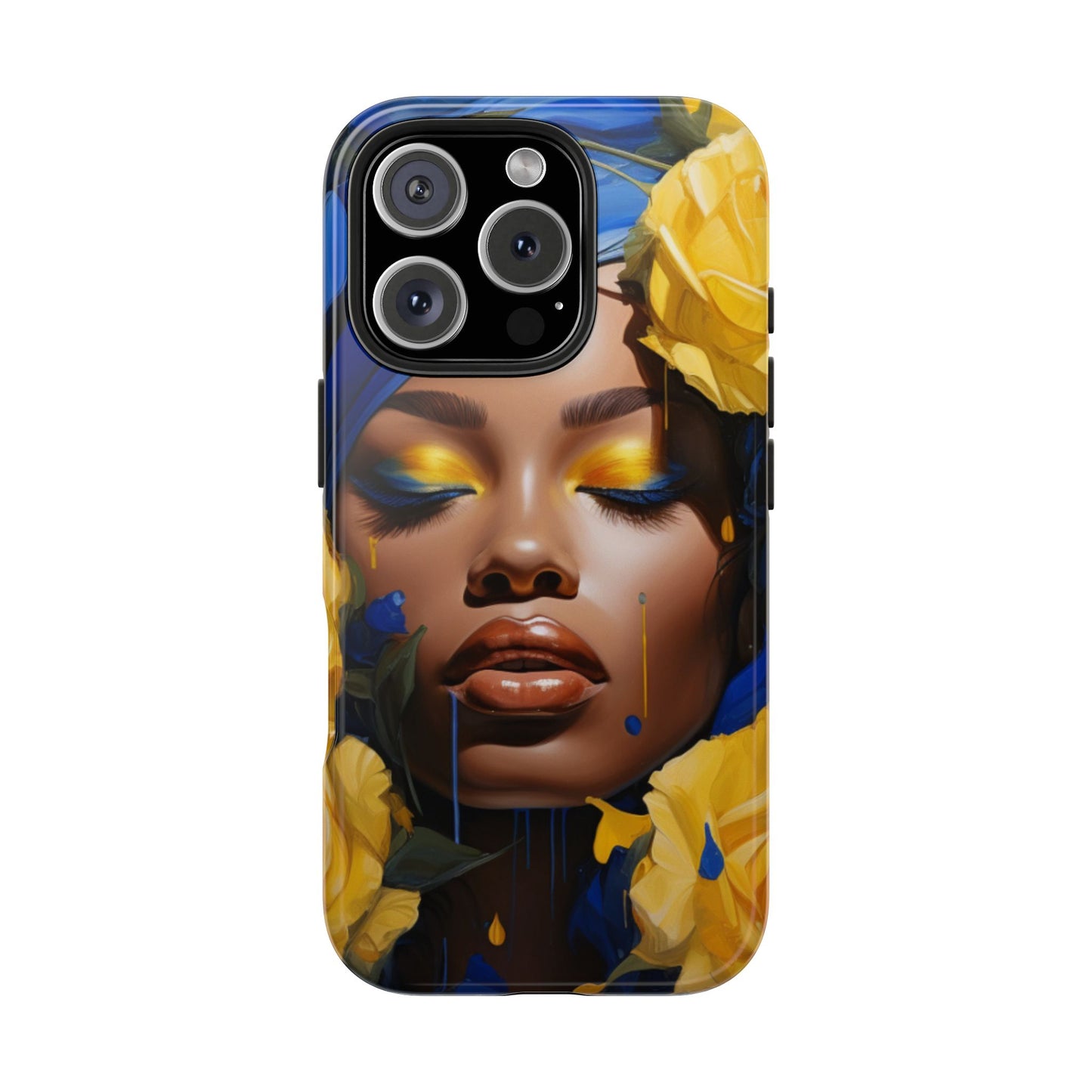 Stunning in Blue and Gold Beautiful Black Woman Tough Phone Case