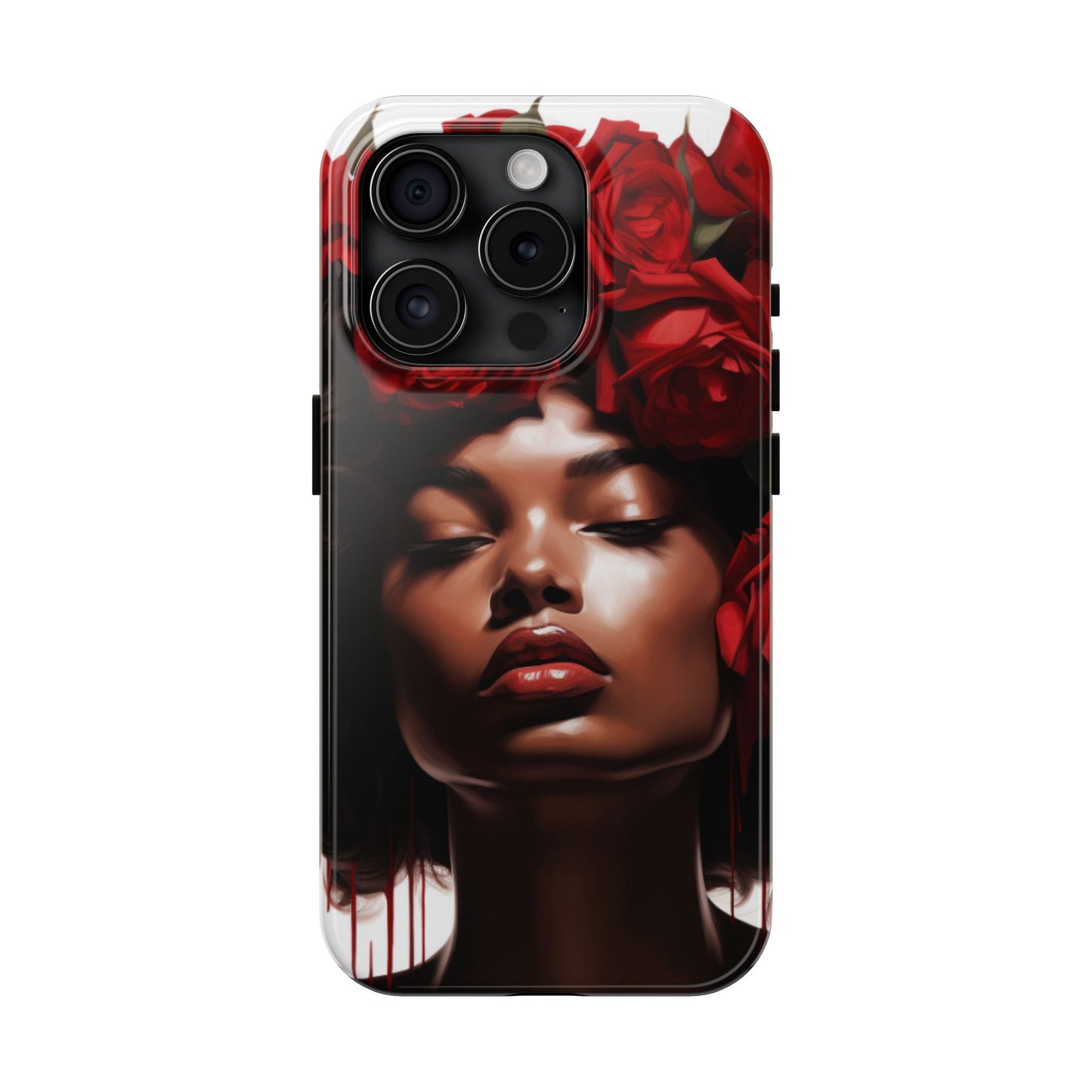 Beautiful Black Woman With Red Flowers Tough Phone Case