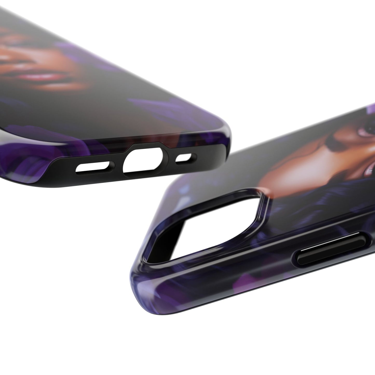 Beautiful Black Woman With Purple Flowers Tough Phone Case