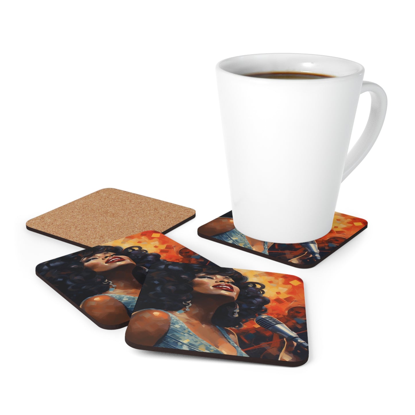 Smooth Jazz Corkwood Coaster Set of 4