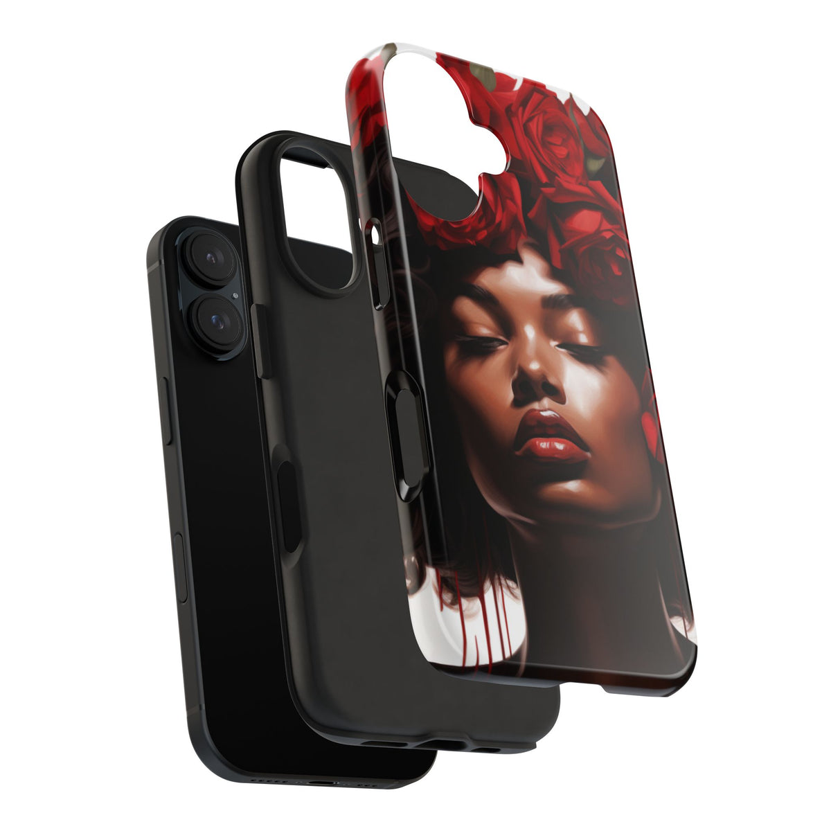 Beautiful Black Woman With Red Flowers Tough Phone Case