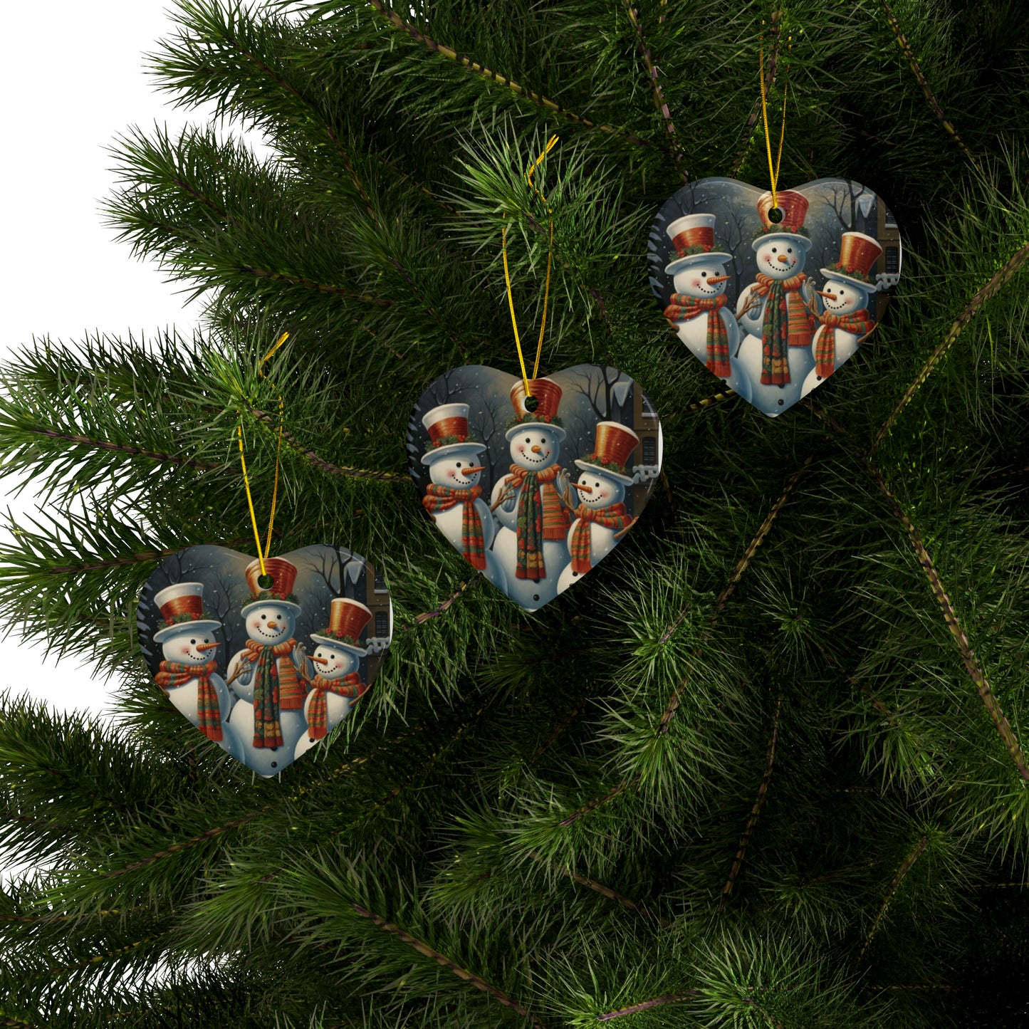 Snowmen Ceramic Ornaments (1pc, 3pcs, 5pcs) | Christmas Ornaments |  Christmas