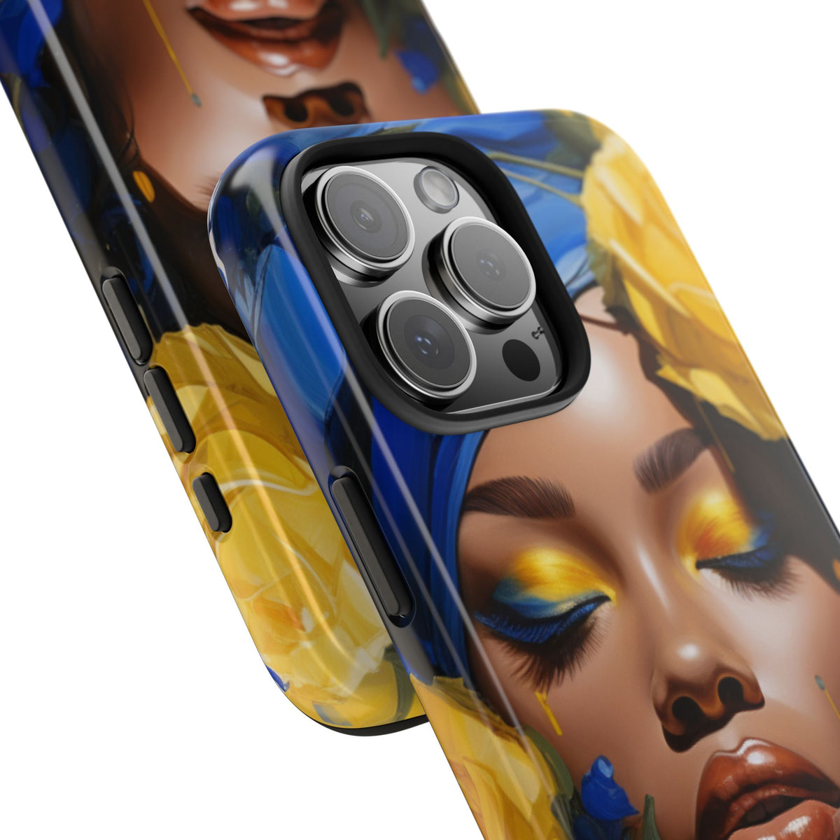 Stunning in Blue and Gold Beautiful Black Woman Tough Phone Case