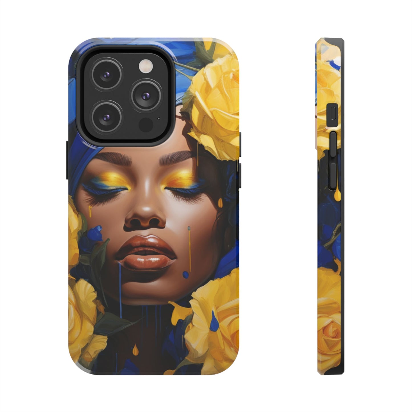 Stunning in Blue and Gold Beautiful Black Woman Tough Phone Case