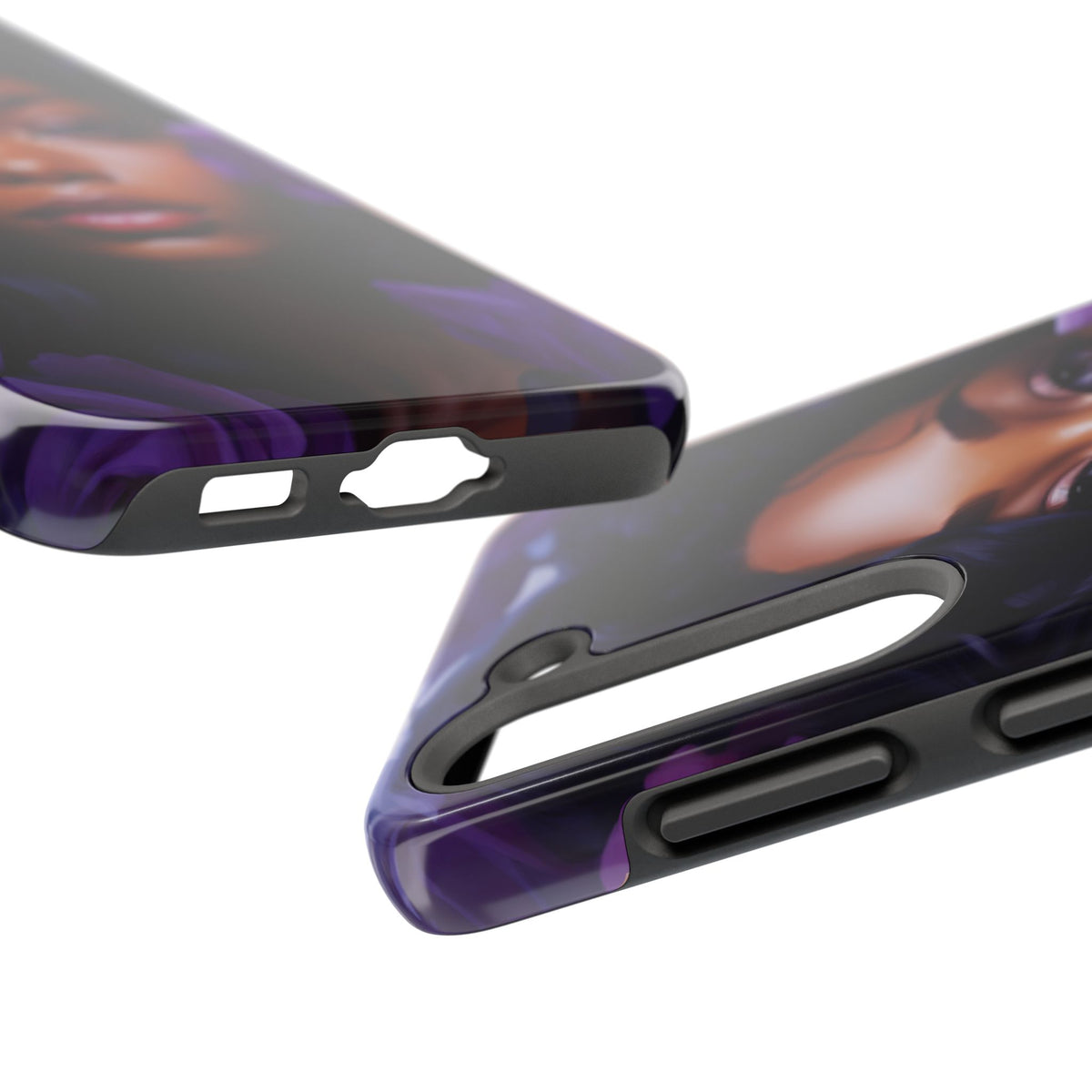 Beautiful Black Woman With Purple Flowers Tough Phone Case