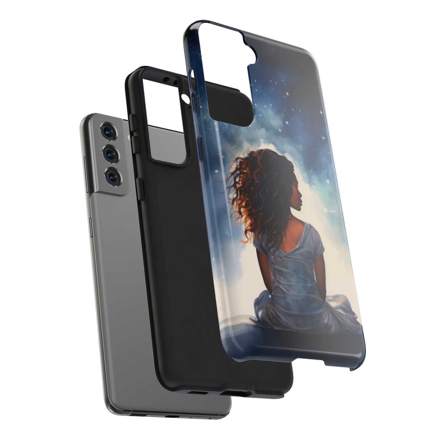 Beautiful Black Woman and Starry Night Tough Phone Case