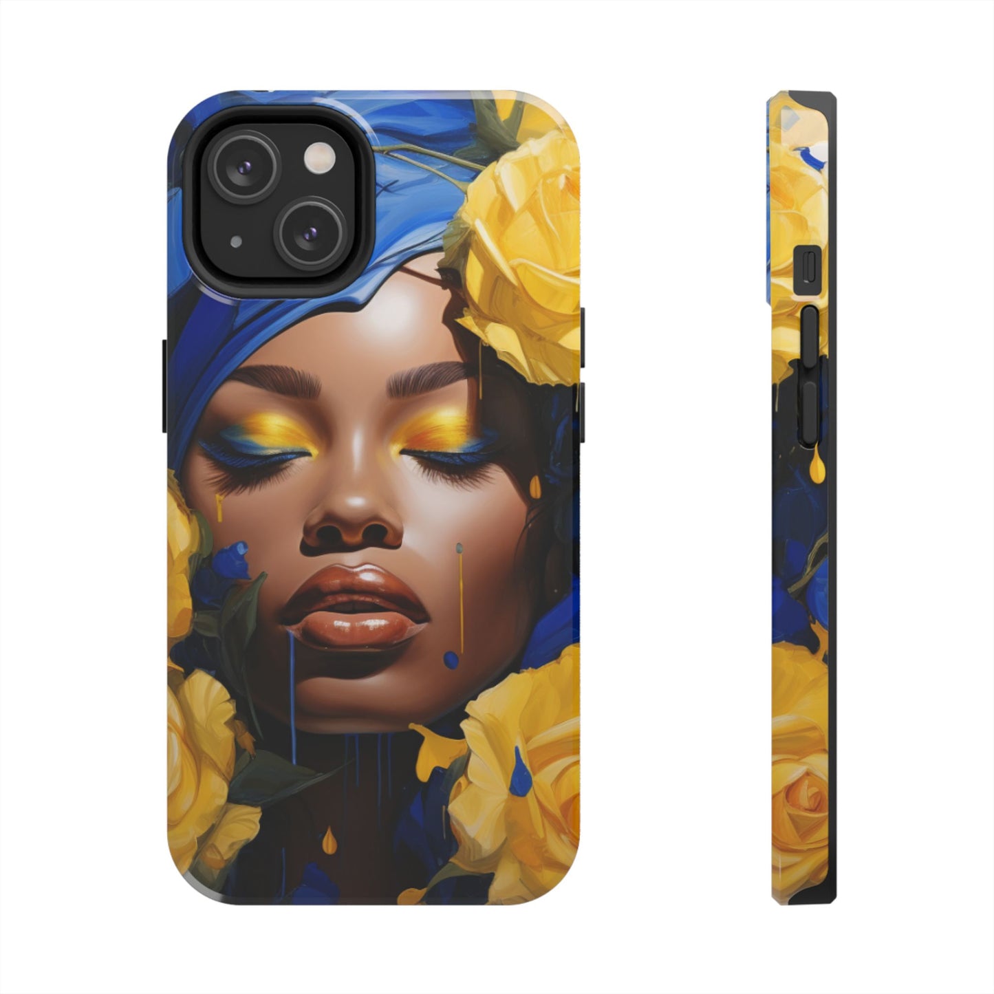 Stunning in Blue and Gold Beautiful Black Woman Tough Phone Case