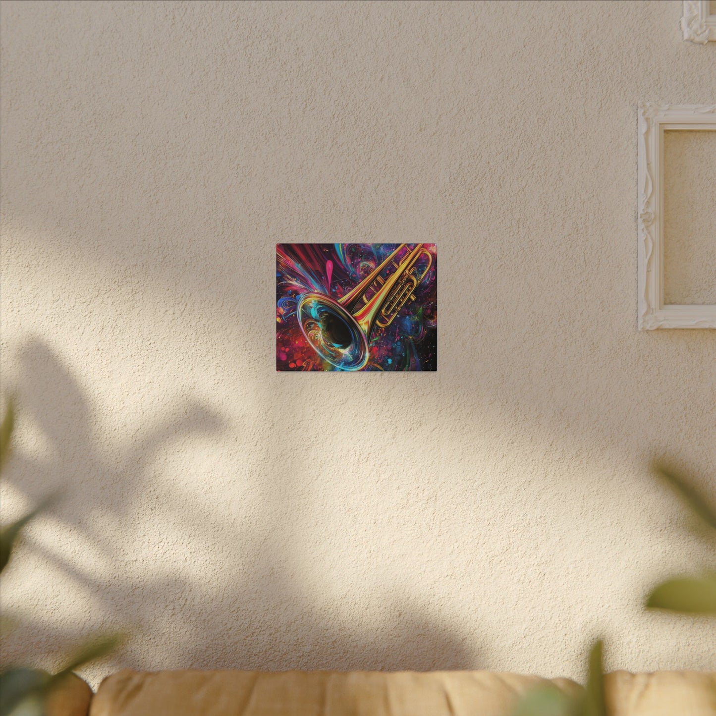 Vibrant Trumpet Canvas Art — Colorful Music Wall Decor