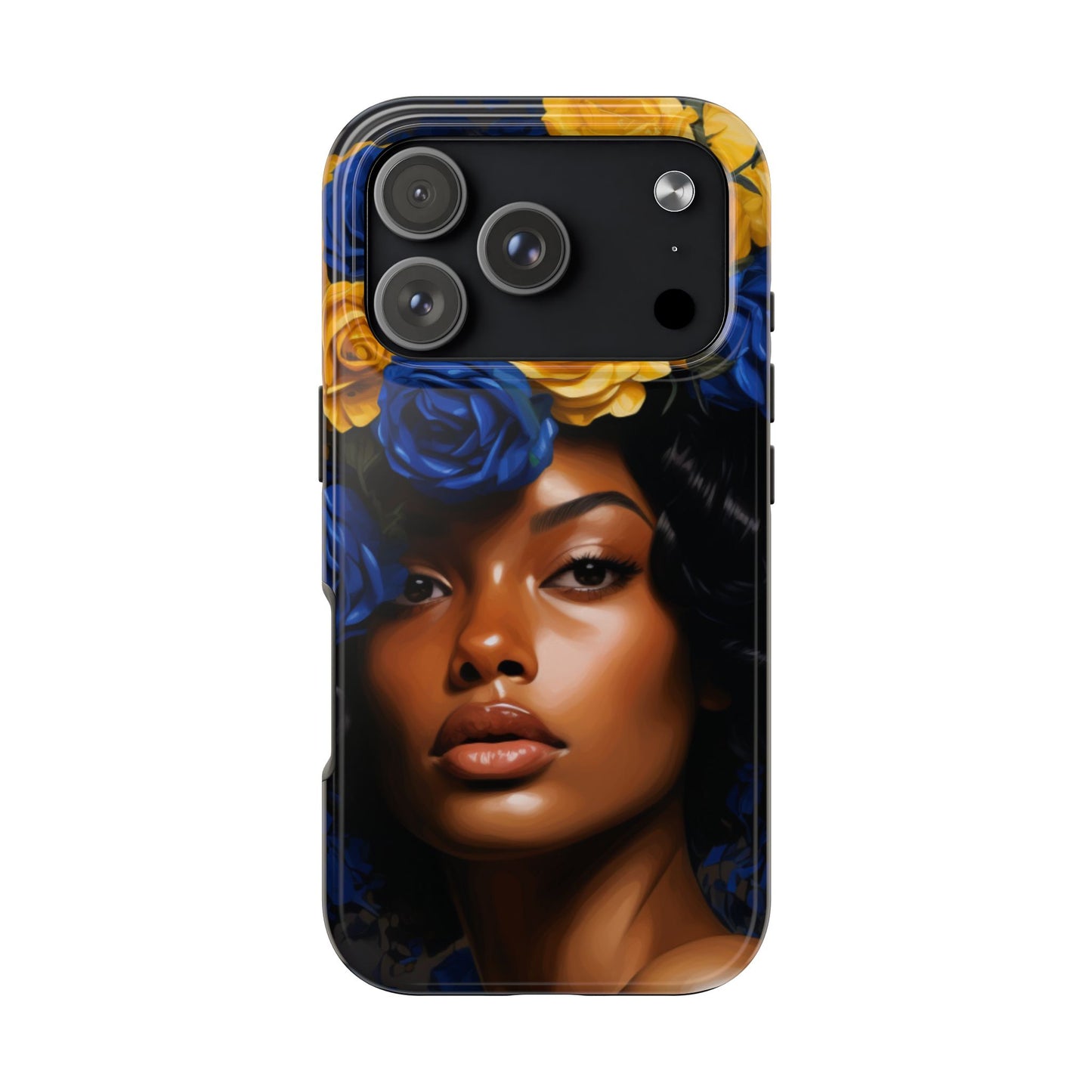 Stunning in Blue and Gold Beautiful Black Woman Tough Phone Case