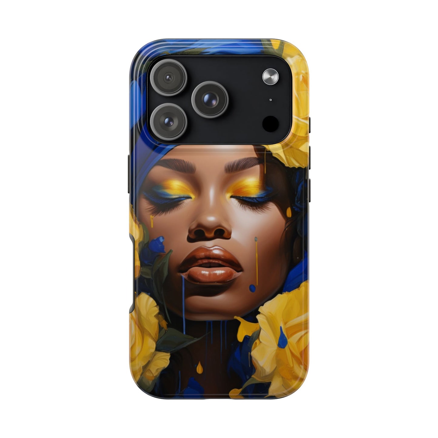 Stunning in Blue and Gold Beautiful Black Woman Tough Phone Case
