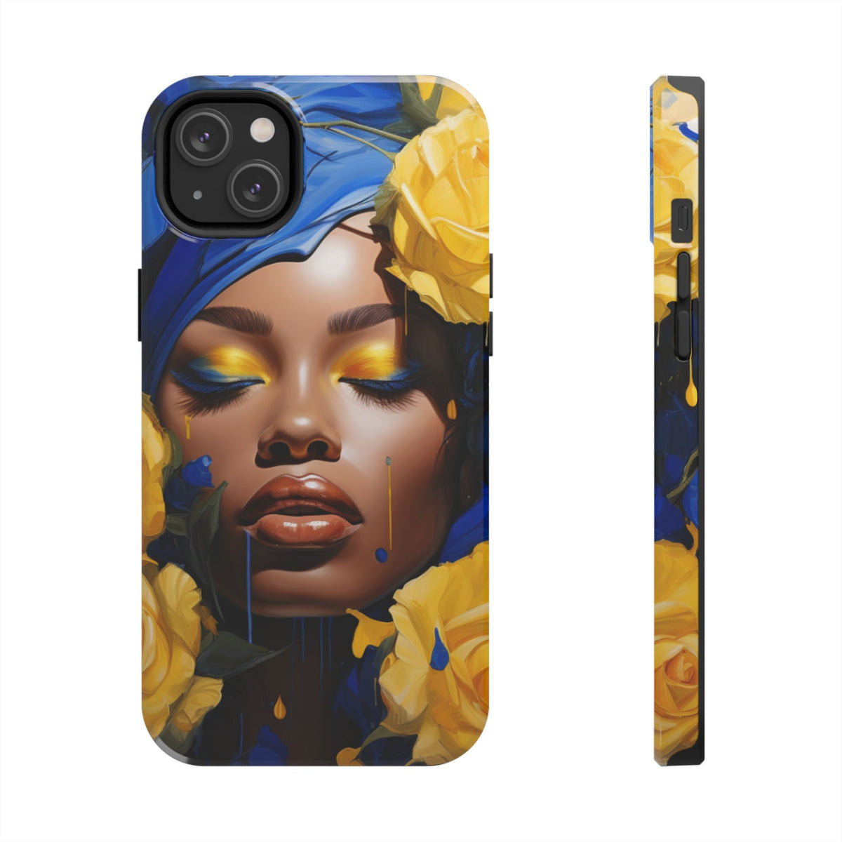 Stunning in Blue and Gold Beautiful Black Woman Tough Phone Case