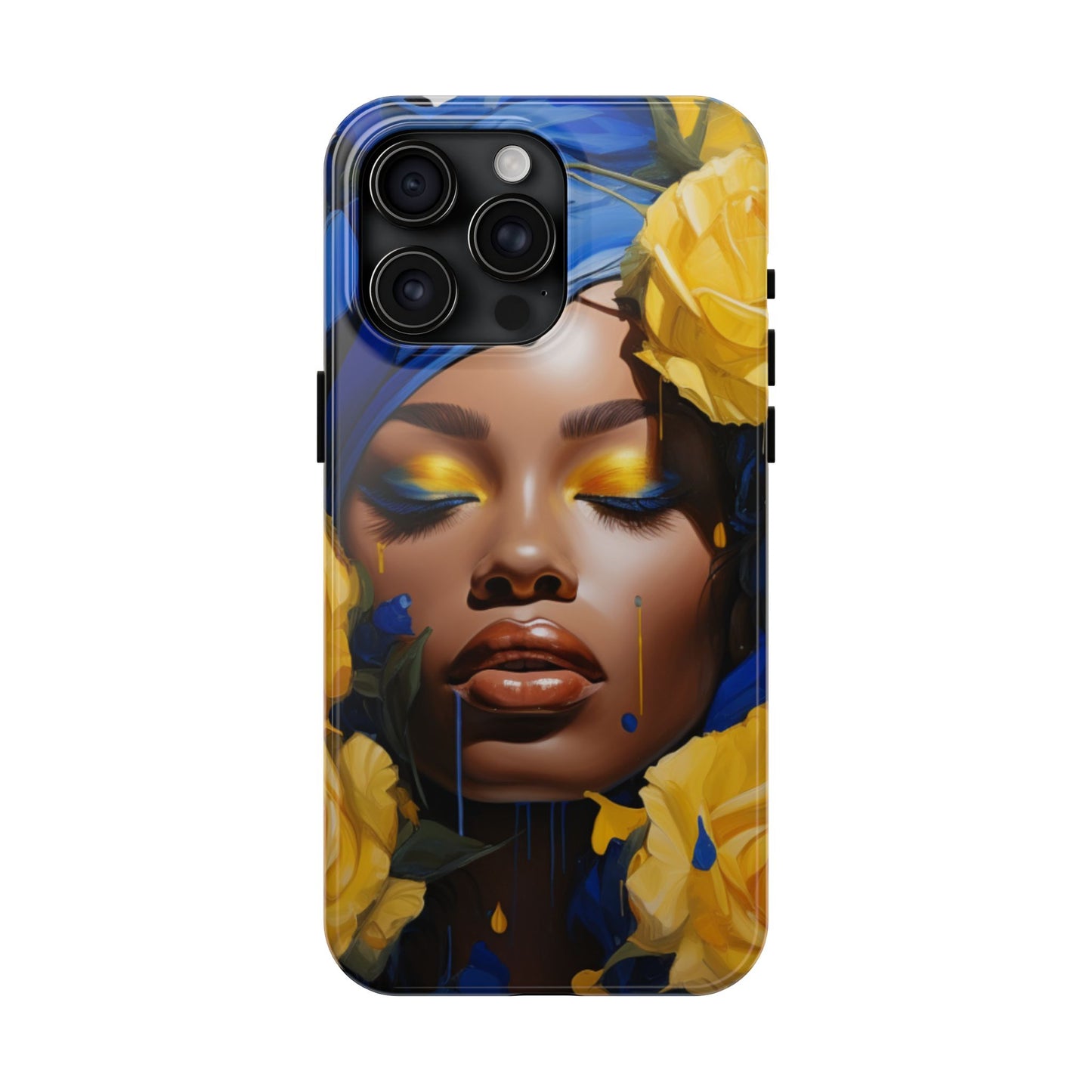 Stunning in Blue and Gold Beautiful Black Woman Tough Phone Case