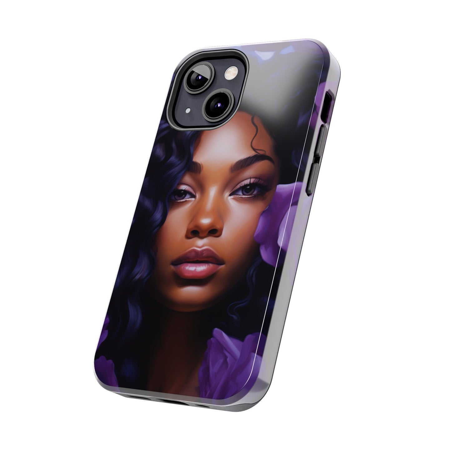 Beautiful Black Woman With Purple Flowers Tough Phone Case