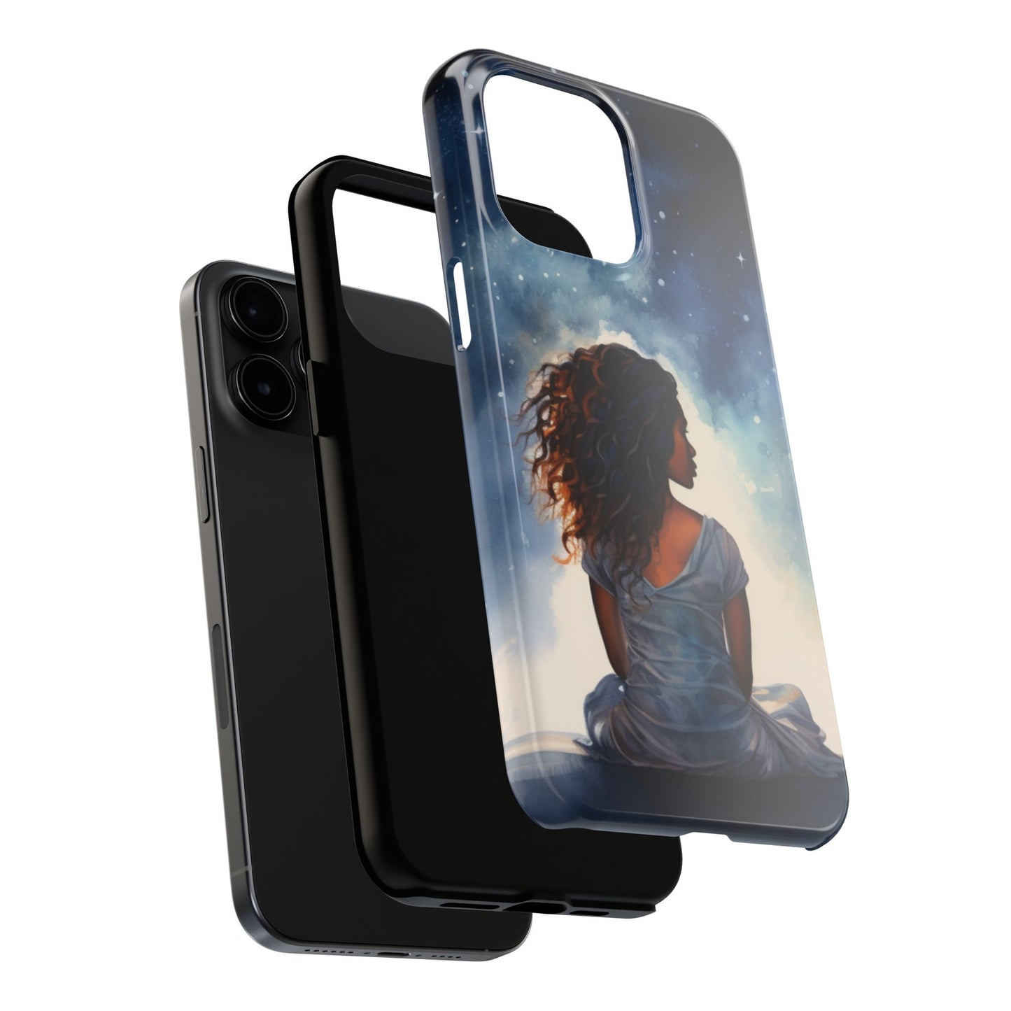 Beautiful Black Woman and Starry Night Tough Phone Case