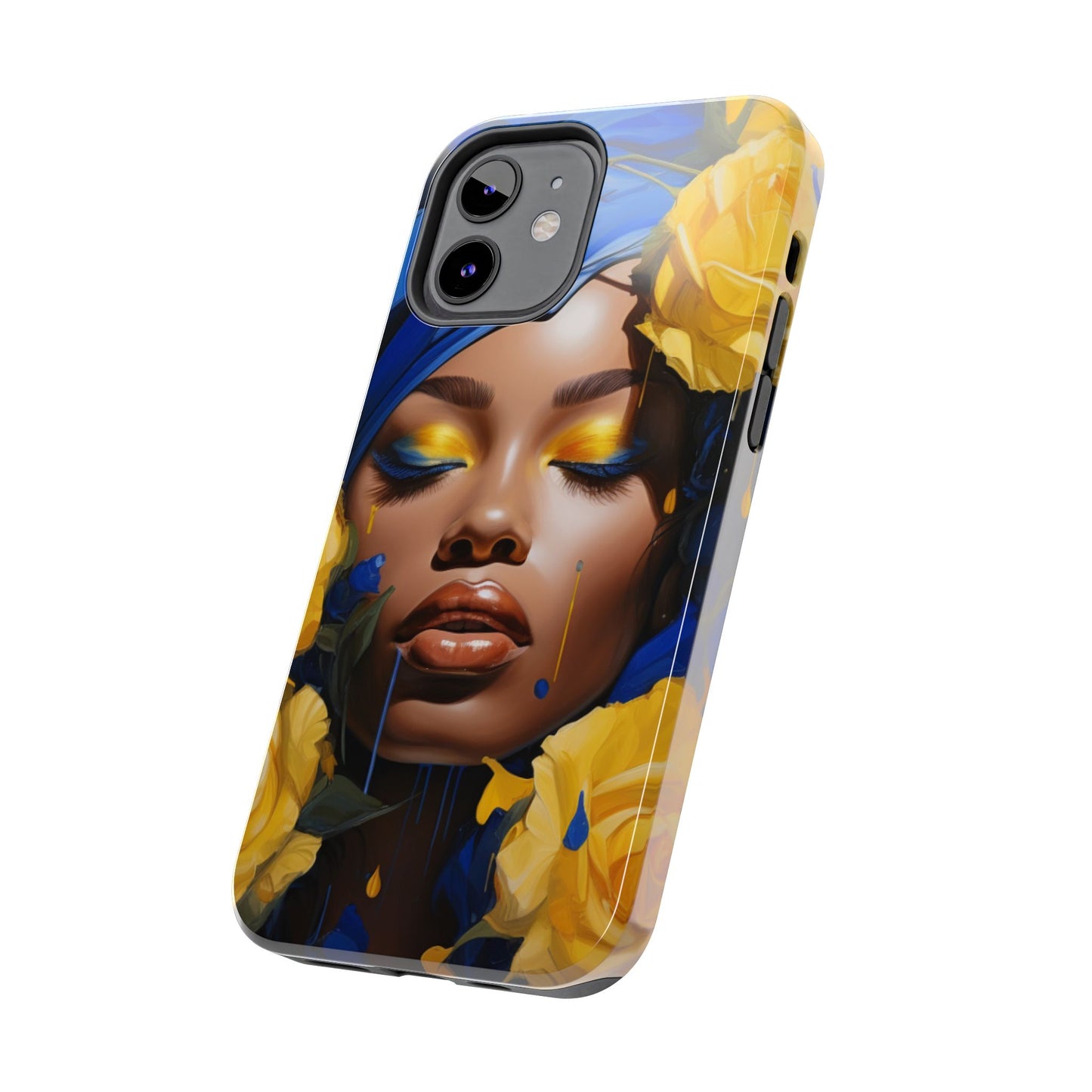 Stunning in Blue and Gold Beautiful Black Woman Tough Phone Case