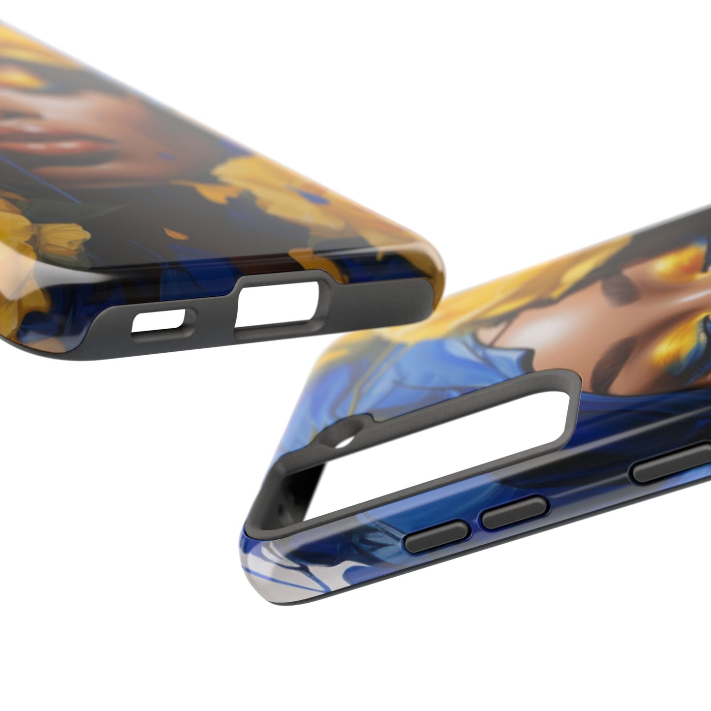 Stunning in Blue and Gold Beautiful Black Woman Tough Phone Case