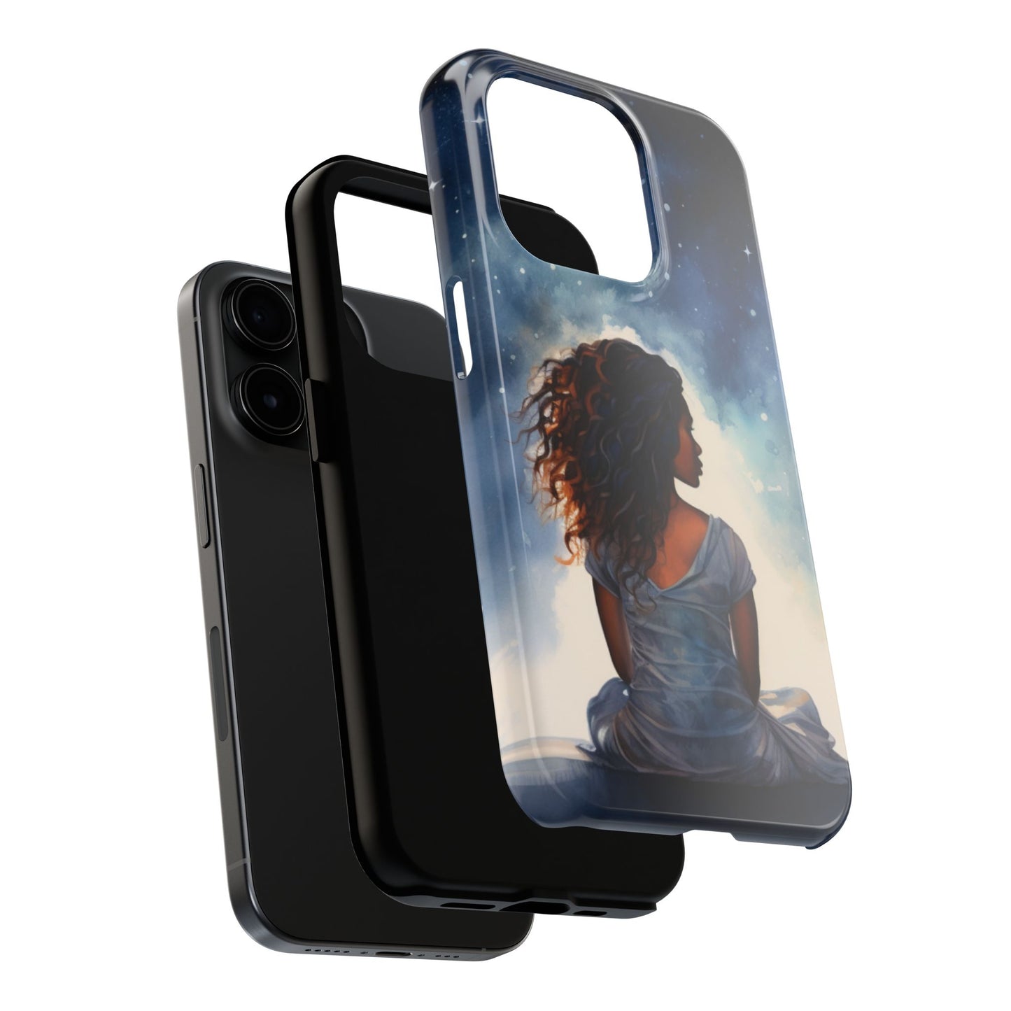 Beautiful Black Woman and Starry Night Tough Phone Case